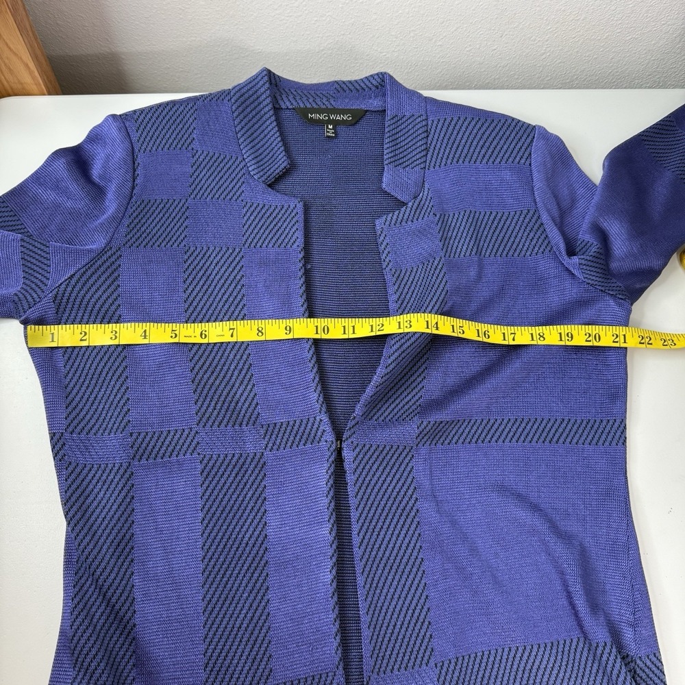 Ming Wang Cardigan Womens Medium Blue Purple Knit Church Professional Jacket - Picture 4 of 9